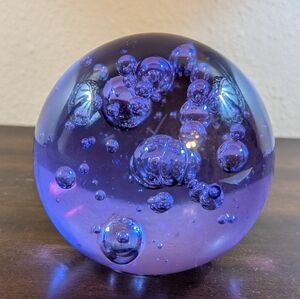 Mantorp Swedan Amethyst Art Glass Paperweight